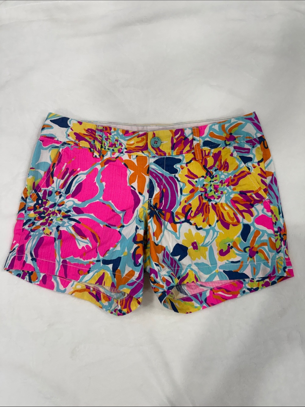 Lily Pulitzer The Callahan Short Size 4 Floral Cotton Shorts - Pink & Yellow